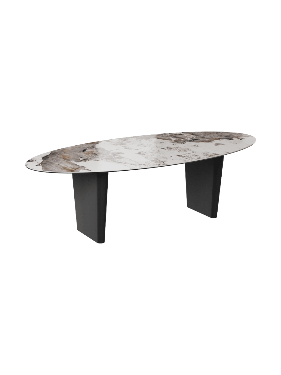 
Designer Esstisch „Goliath“ aus Keramik, verschiedene Grössen - Beine: Schwarz, Tischplatte: Marquina matt / 240 x 112 cm