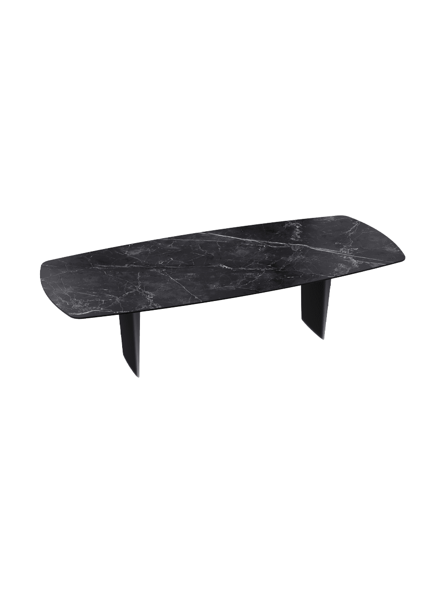 
Designer Esstisch „Auguste“ aus Keramik, verschiedene Grössen - Beine: Schwarz, Tischplatte: Calcatta glänzend / 240 x 120 cm