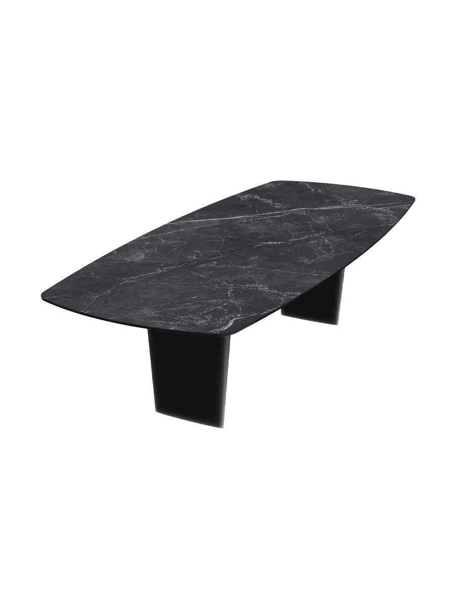 
Designer Esstisch „Auguste“ aus Keramik, verschiedene Grössen - Beine: Schwarz, Tischplatte: Marquina matt / 280 x 120 cm