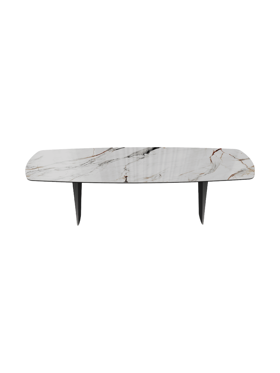 
Designer Esstisch „Auguste“ aus Keramik, verschiedene Grössen - Beine: Schwarz, Tischplatte: Fiorentino glänzend / 280 x 120 cm