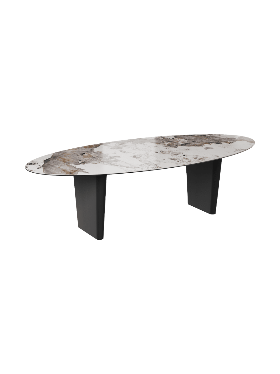 
Designer Esstisch „Goliath“ aus Keramik, verschiedene Grössen - Beine: Schwarz, Tischplatte: Marquina matt / 240 x 112 cm