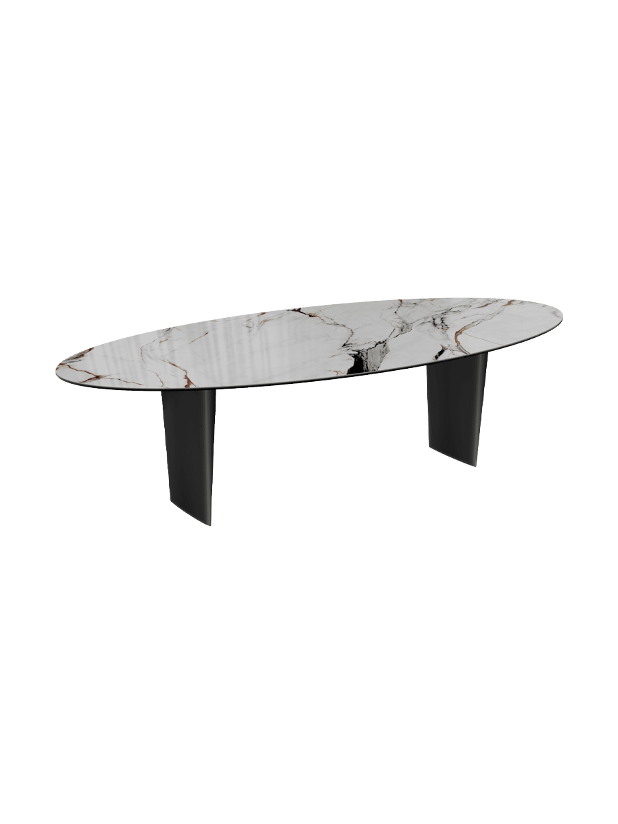 
Designer Esstisch „Goliath“ aus Keramik, verschiedene Grössen - Beine: Schwarz, Tischplatte: Marquina matt / 240 x 112 cm