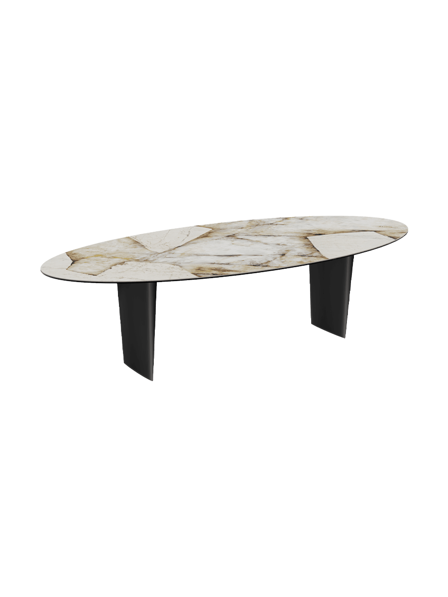 
Designer Esstisch „Goliath“ aus Keramik, verschiedene Grössen - Beine: Schwarz, Tischplatte: Marquina matt / 240 x 112 cm