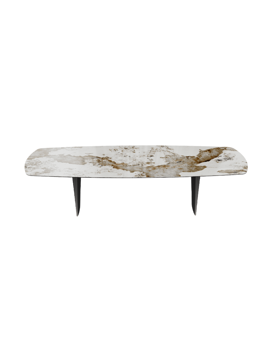 
Tavolo da pranzo di design «Auguste» in ceramica, diverse dimensioni - Gambe: Nero, Piano del tavolo: Calcatta lucido / 300 x 120 cm
