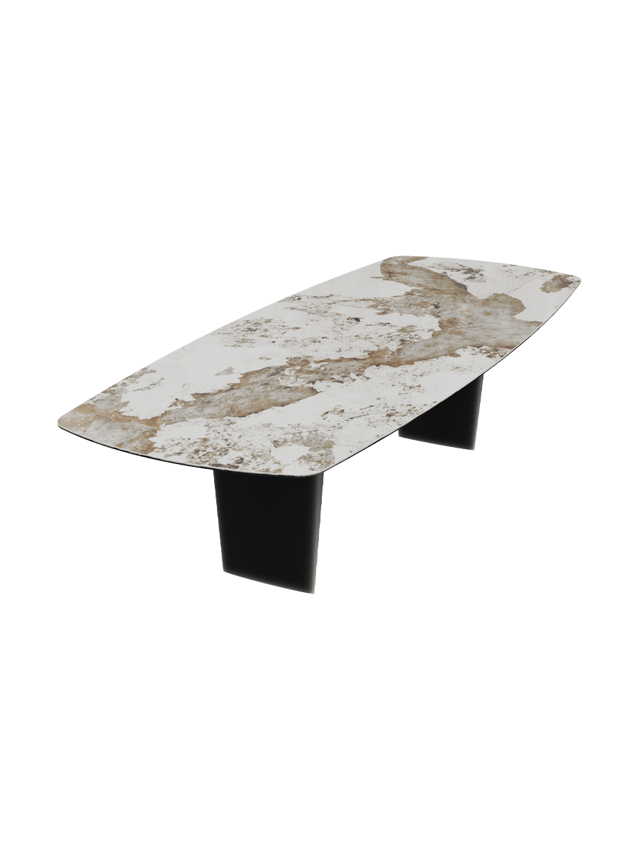 
Tavolo da pranzo di design «Auguste» in ceramica, diverse dimensioni - Gambe: Nero, Piano del tavolo: Calcatta lucido / 300 x 120 cm