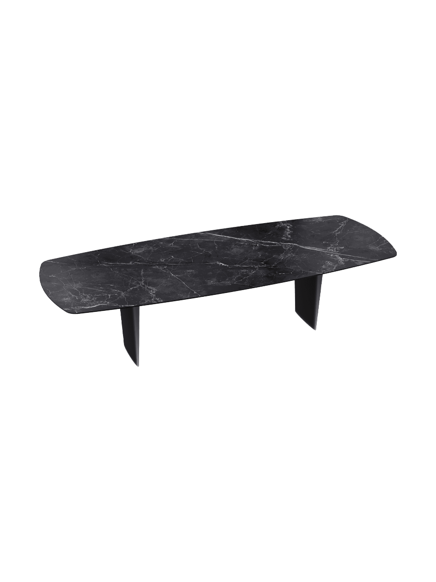 
Designer Esstisch „Auguste“ aus Keramik, verschiedene Grössen - Beine: Schwarz, Tischplatte: Calcatta glänzend / 240 x 120 cm