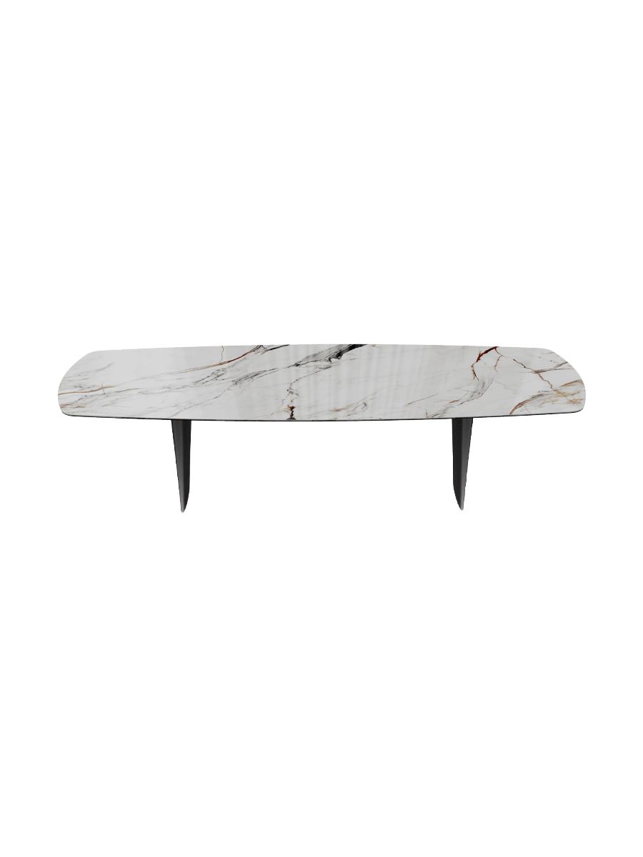 
Designer Esstisch „Auguste“ aus Keramik, verschiedene Grössen - Beine: Schwarz, Tischplatte: Fiorentino glänzend / 300 x 120 cm