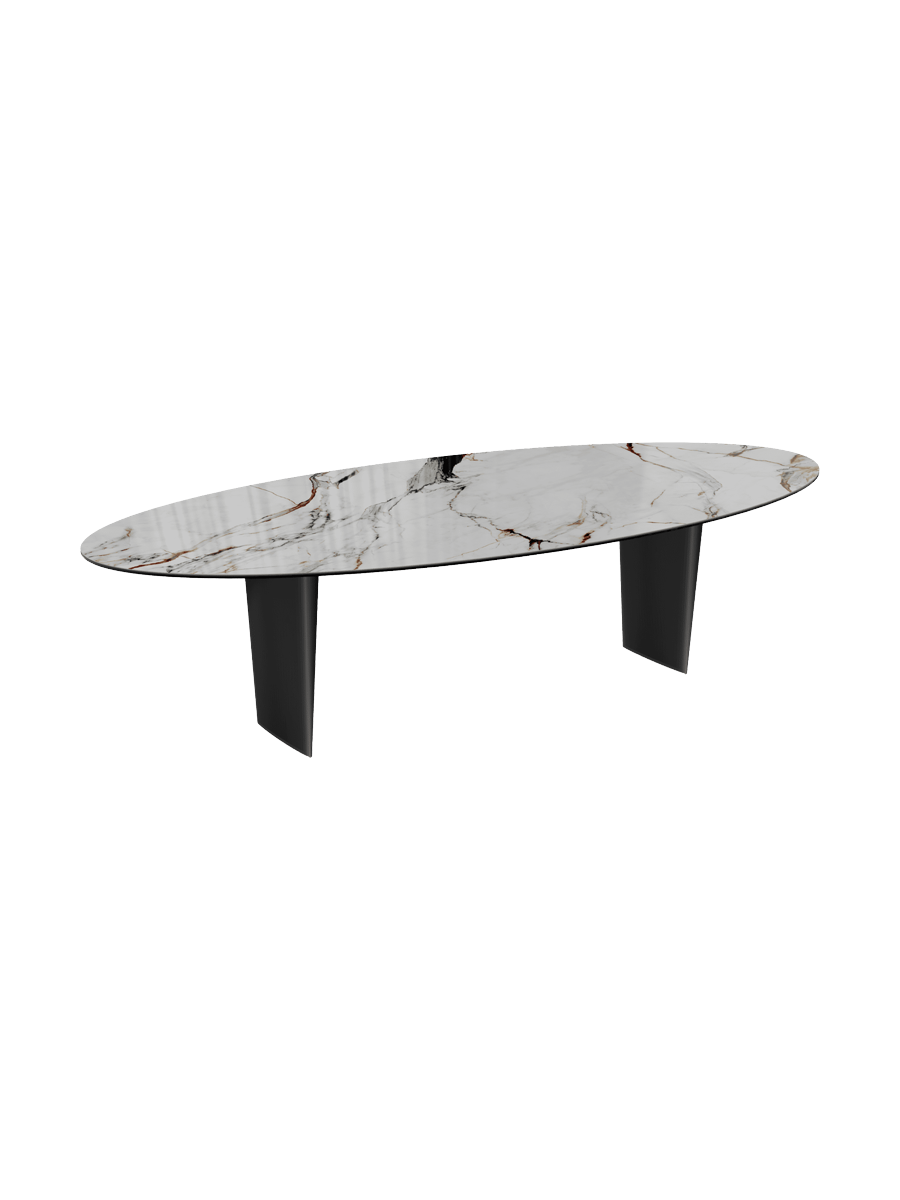 
Designer Esstisch „Goliath“ aus Keramik, verschiedene Grössen - Beine: Schwarz, Tischplatte: Marquina matt / 240 x 112 cm