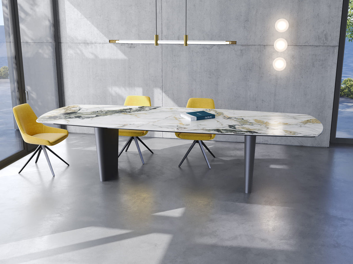 
Designer Dining Table "Auguste" in Ceramic, various sizes - Legs: Black, Tabletop: Doro glossy / 320 x 130 cm