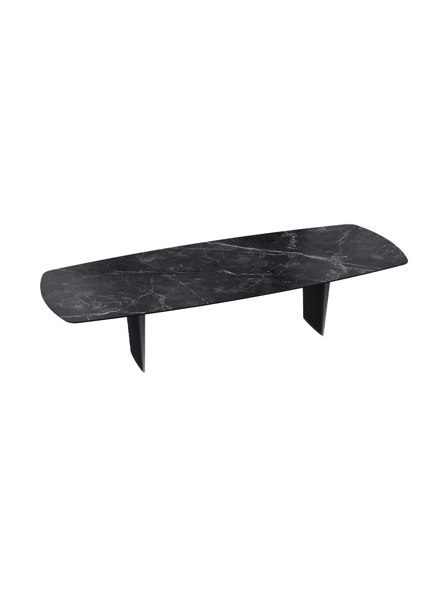 
Designer Esstisch „Auguste“ aus Keramik, verschiedene Grössen - Beine: Schwarz, Tischplatte: Calcatta glänzend / 240 x 120 cm