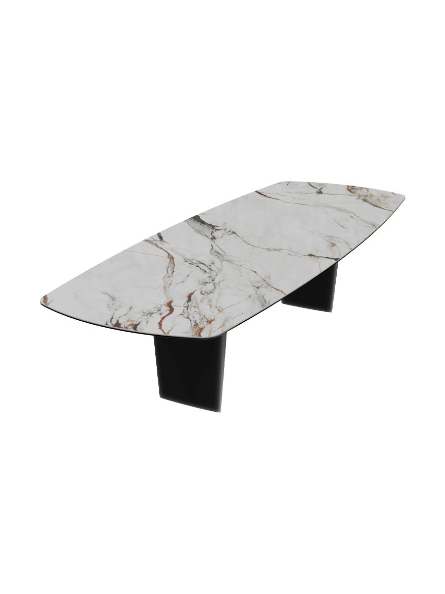 
Designer Esstisch „Auguste“ aus Keramik, verschiedene Grössen - Beine: Schwarz, Tischplatte: Fiorentino glänzend / 320 x 130 cm