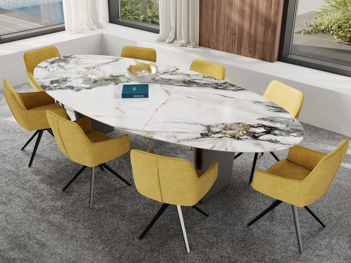 
Designer Dining Table "Goliath" in Ceramic, Various Sizes - Legs: Black, Tabletop: Doro glossy / 320 x 150 cm