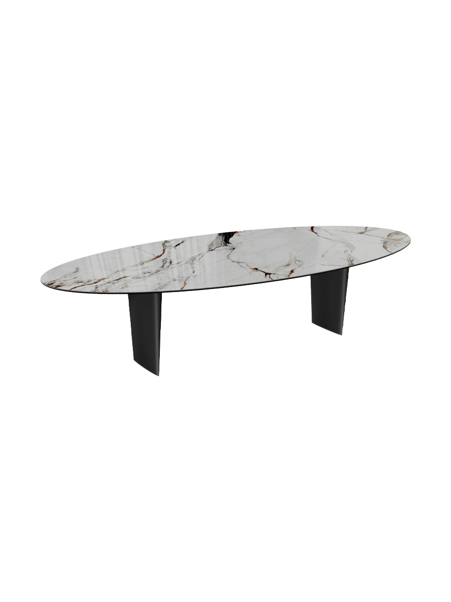 
Designer Esstisch „Goliath“ aus Keramik, verschiedene Grössen - Beine: Schwarz, Tischplatte: Marquina matt / 240 x 112 cm