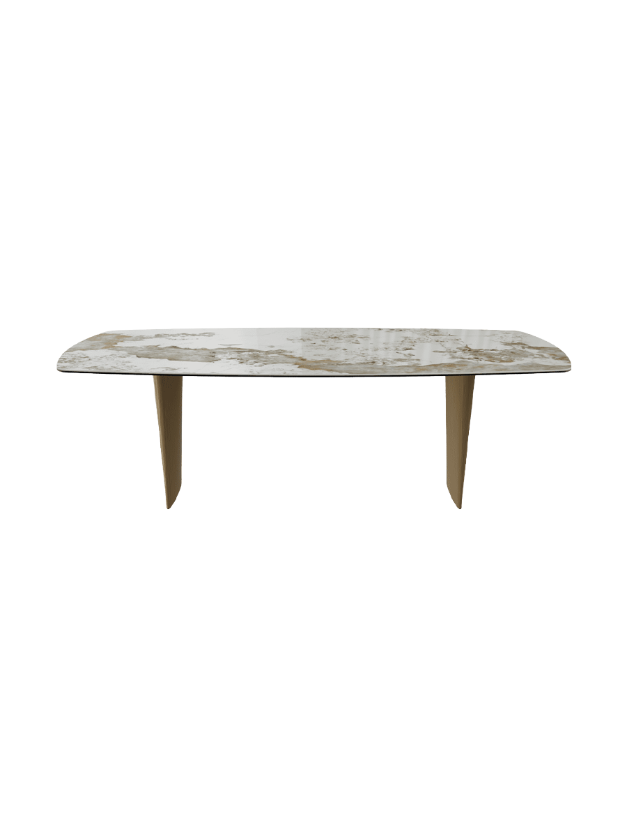 
Designer Dining Table "Auguste" in Ceramic, various sizes - Legs: Bronze, Tabletop: Calacatta high-gloss / 240 x 120 cm