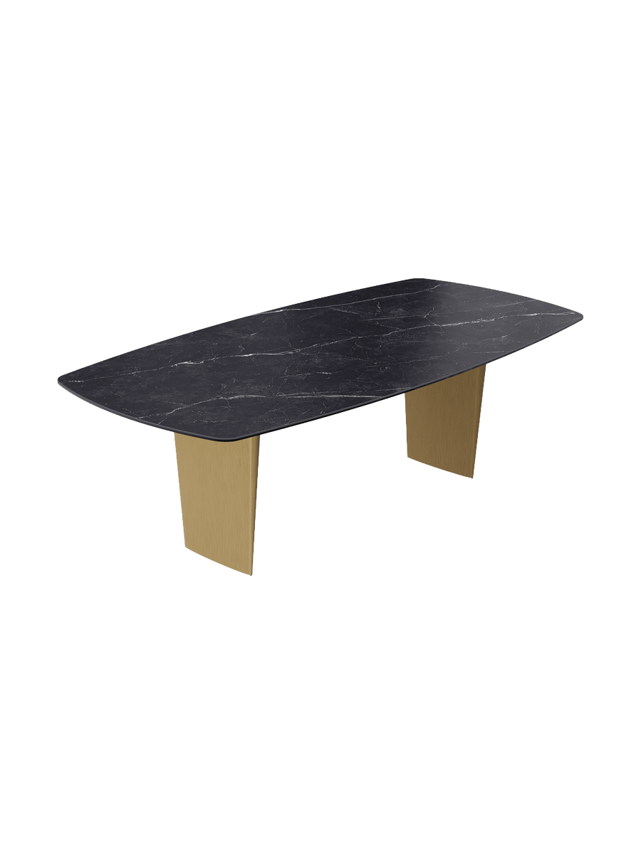 
Designer Esstisch „Auguste“ aus Keramik, verschiedene Grössen - Beine: Schwarz, Tischplatte: Calcatta glänzend / 240 x 120 cm
