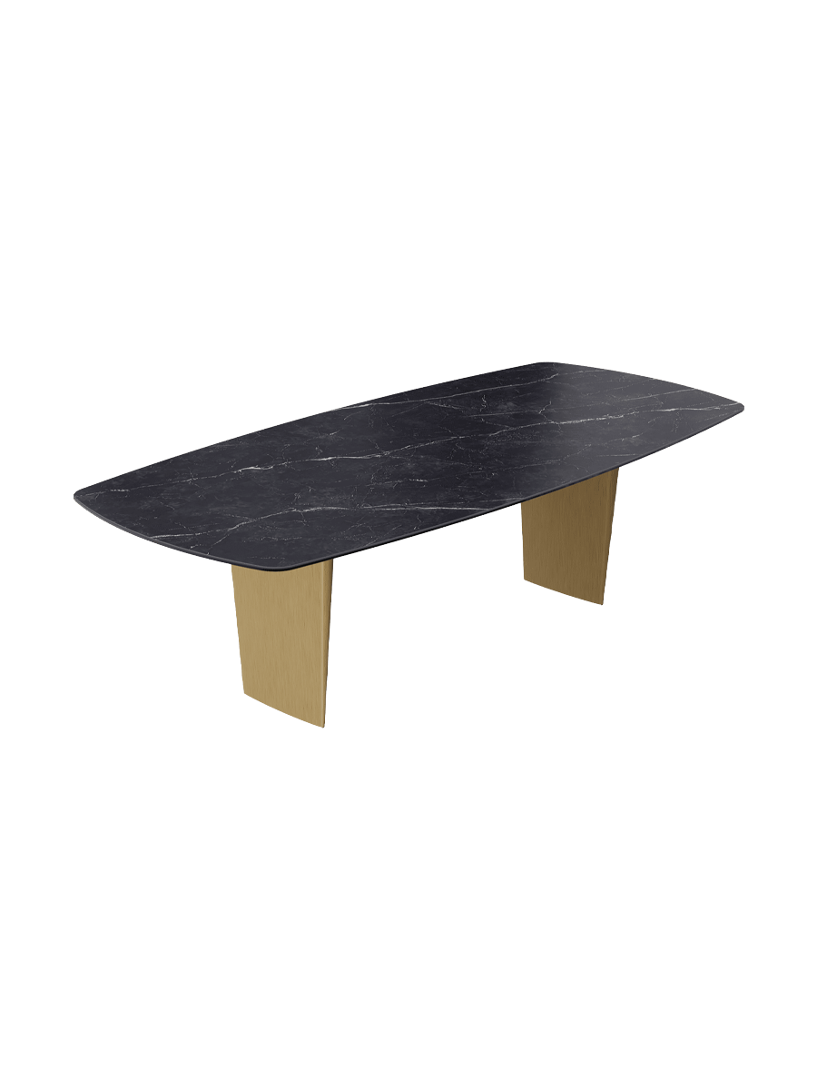 
Designer Esstisch „Auguste“ aus Keramik, verschiedene Grössen - Beine: Schwarz, Tischplatte: Calcatta glänzend / 240 x 120 cm