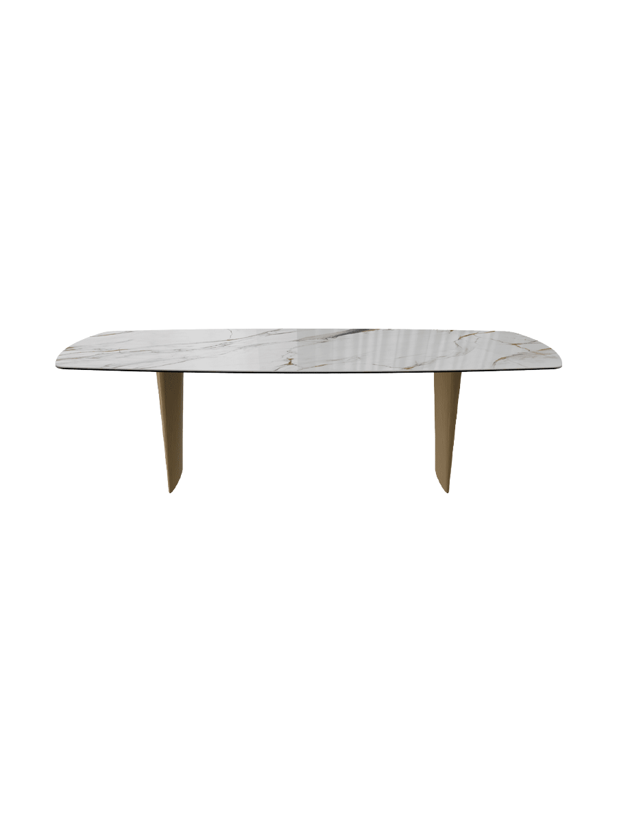 
Designer Esstisch „Auguste“ aus Keramik, verschiedene Grössen - Beine: Bronze, Tischplatte: Fiorentino glänzend / 260 x 120 cm