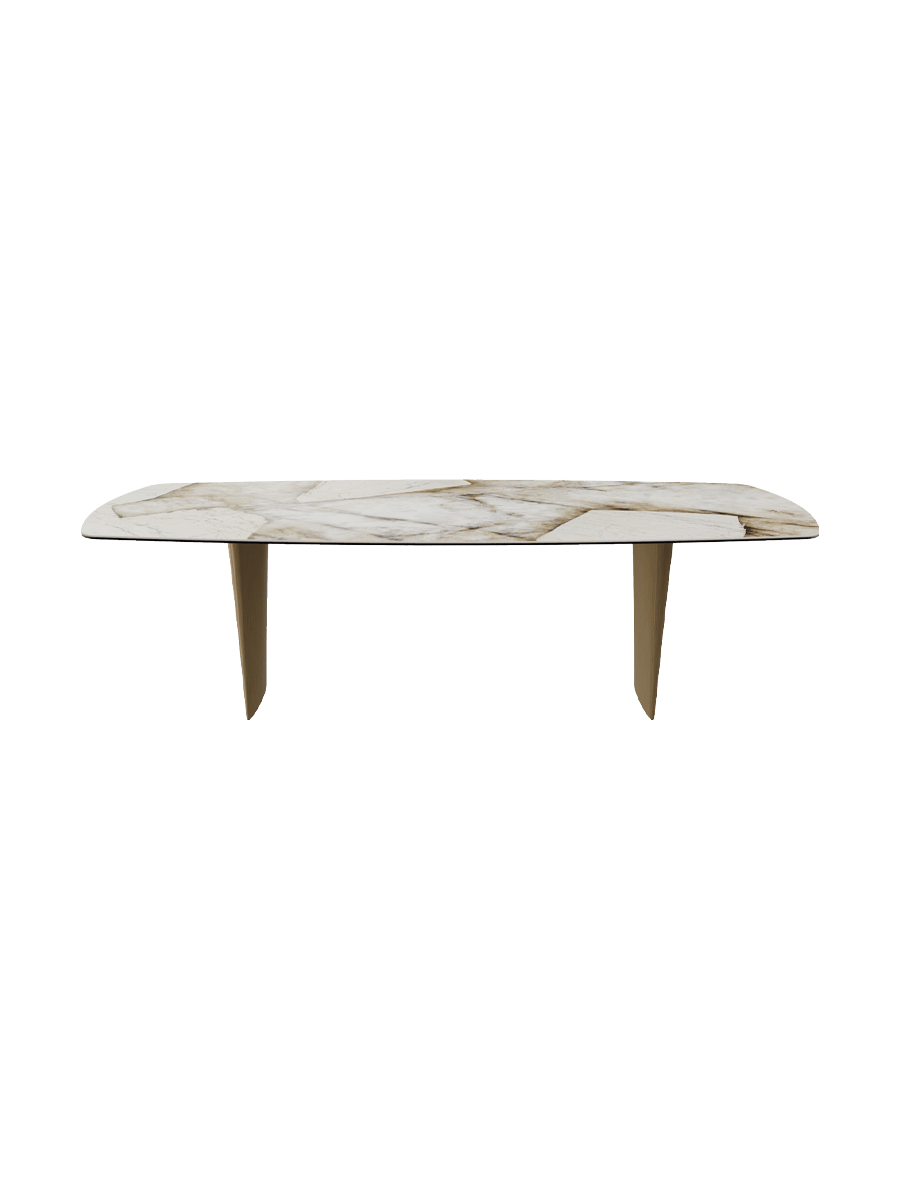 
Designer Esstisch „Auguste“ aus Keramik, verschiedene Grössen - Beine: Bronze, Tischplatte: Patagonia glänzend / 260 x 120 cm