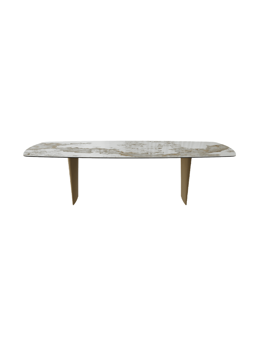 
Designer Dining Table "Auguste" in Ceramic, various sizes - Legs: Bronze, Tabletop: Calacatta high-gloss / 280 x 120 cm