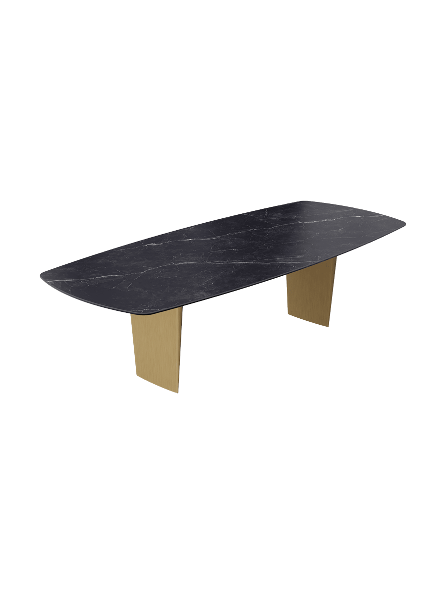 
Designer Esstisch „Auguste“ aus Keramik, verschiedene Grössen - Beine: Schwarz, Tischplatte: Calcatta glänzend / 240 x 120 cm