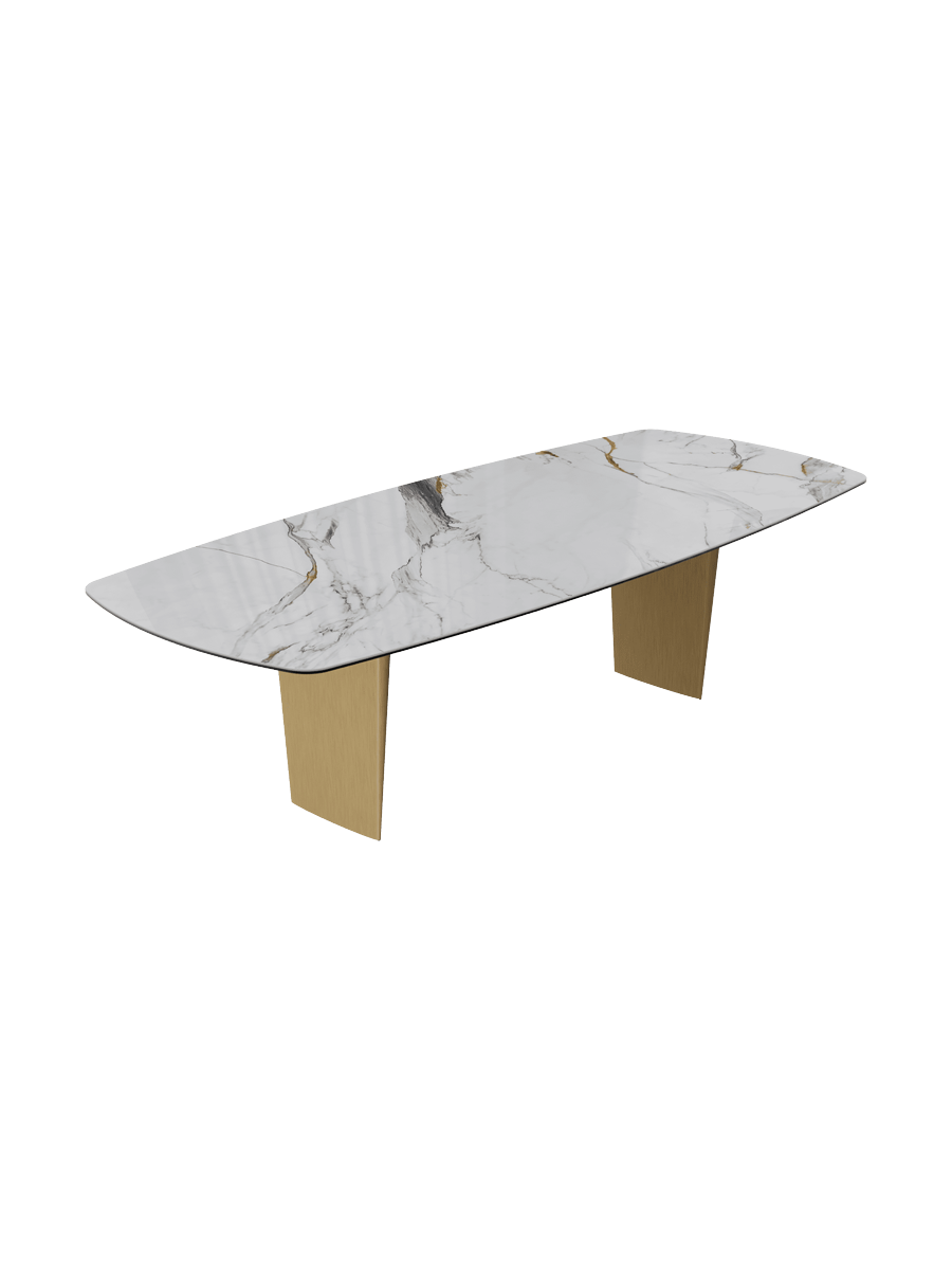 
Designer Esstisch „Auguste“ aus Keramik, verschiedene Grössen - Beine: Schwarz, Tischplatte: Calcatta glänzend / 240 x 120 cm