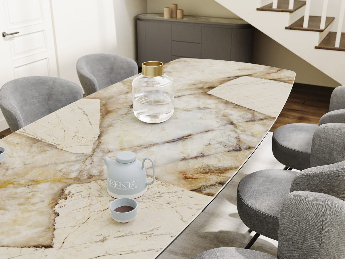 
Designer Dining Table "Auguste" in Ceramic, various sizes - Legs: Bronze, Tabletop: Patagonia glossy / 280 x 120 cm