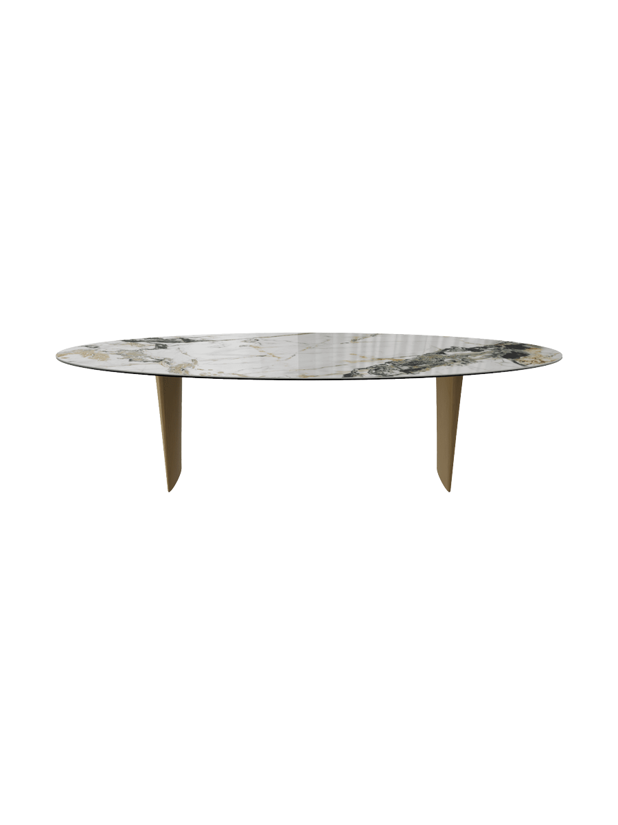 
Designer Dining Table "Goliath" in Ceramic, Various Sizes - Legs: Bronze, Tabletop: Doro glossy / 280 x 130 cm