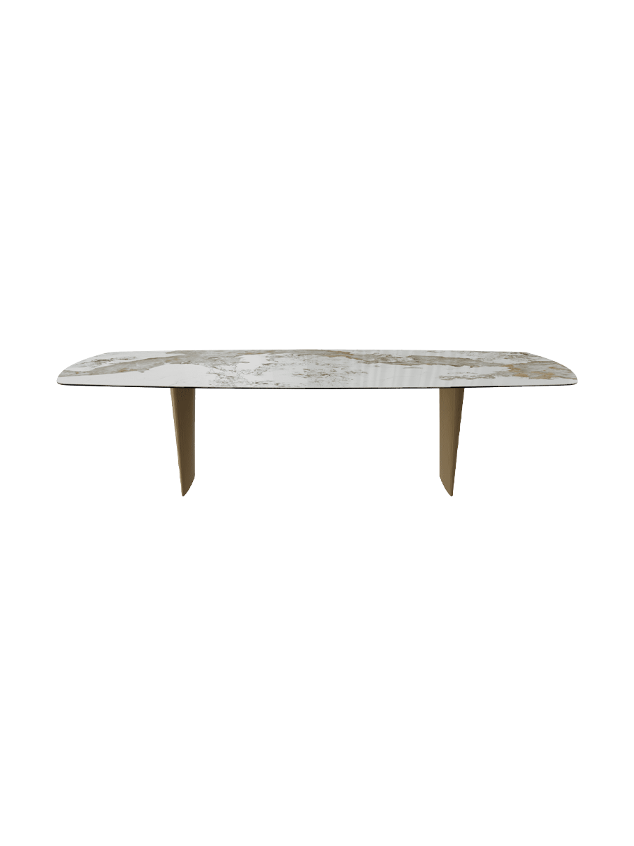 
Designer Dining Table "Auguste" in Ceramic, various sizes - Legs: Bronze, Tabletop: Calacatta high-gloss / 300 x 120 cm