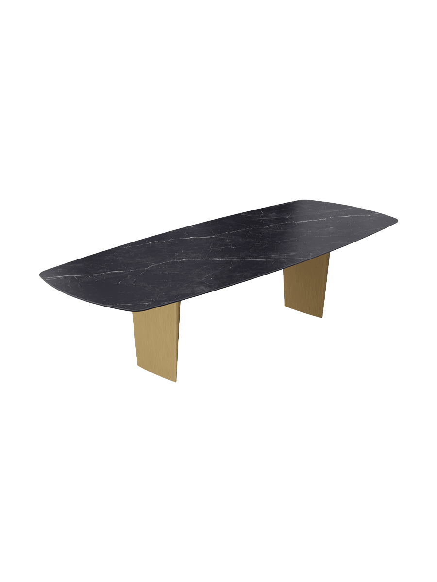 
Designer Esstisch „Auguste“ aus Keramik, verschiedene Grössen - Beine: Schwarz, Tischplatte: Calcatta glänzend / 240 x 120 cm