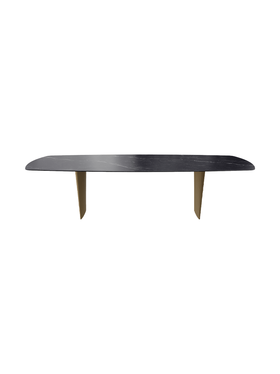 
Designer Dining Table "Auguste" in Ceramic, various sizes - Legs: Bronze, Tabletop: Marquina matte / 300 x 120 cm