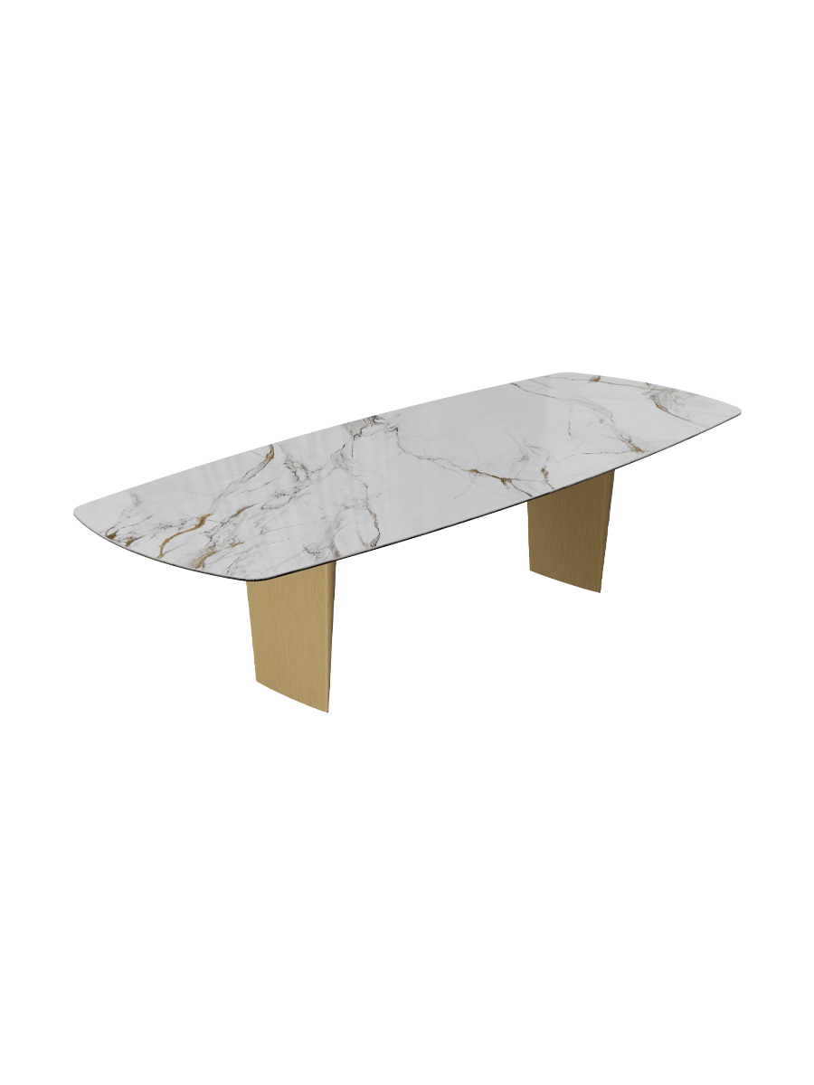
Designer Esstisch „Auguste“ aus Keramik, verschiedene Grössen - Beine: Schwarz, Tischplatte: Calcatta glänzend / 240 x 120 cm