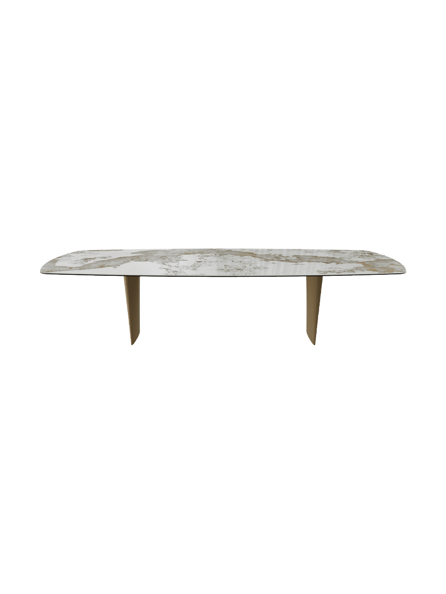 
Designer Esstisch „Auguste“ aus Keramik, verschiedene Grössen - Beine: Bronze, Tischplatte: Calcatta glänzend / 320 x 130 cm