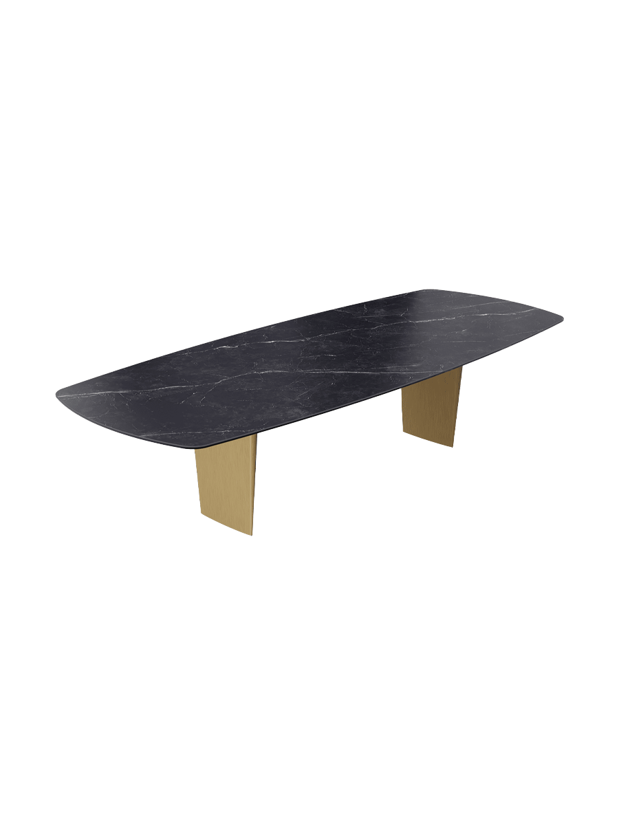 
Designer Esstisch „Auguste“ aus Keramik, verschiedene Grössen - Beine: Schwarz, Tischplatte: Calcatta glänzend / 240 x 120 cm