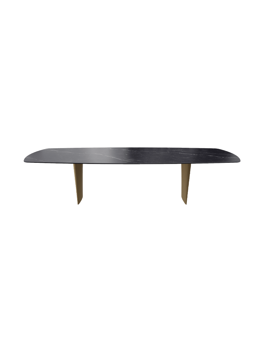
Designer Dining Table "Auguste" in Ceramic, various sizes - Legs: Bronze, Tabletop: Marquina matte / 320 x 130 cm