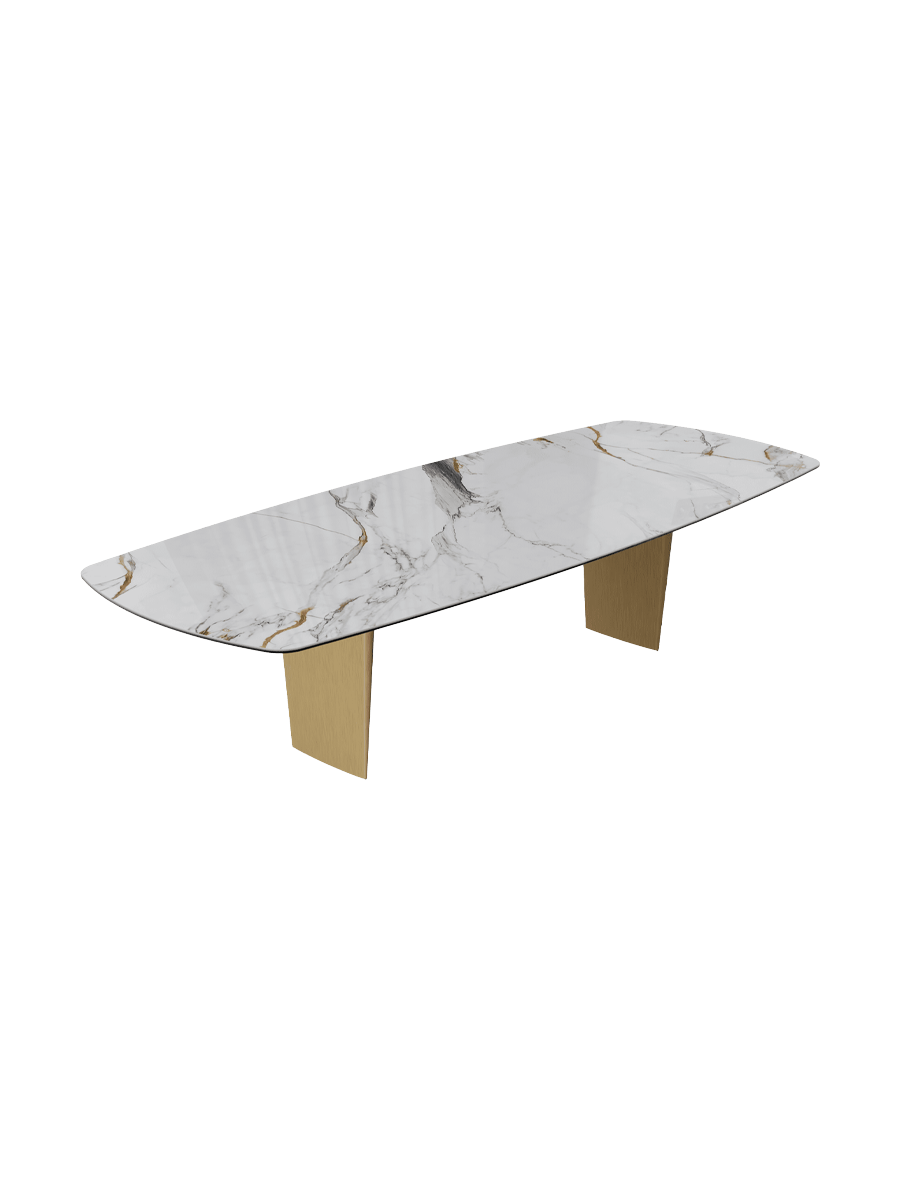
Designer Esstisch „Auguste“ aus Keramik, verschiedene Grössen - Beine: Schwarz, Tischplatte: Calcatta glänzend / 240 x 120 cm