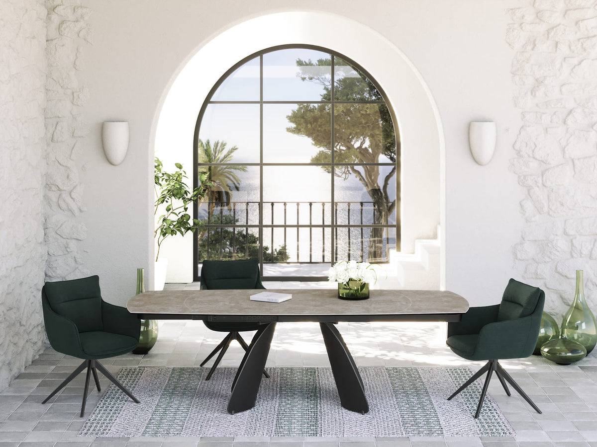 
Ausziehbarer Designer Esstisch „Grande Modena“ aus Keramik, 160-240 x 100 cm - Zementgrau