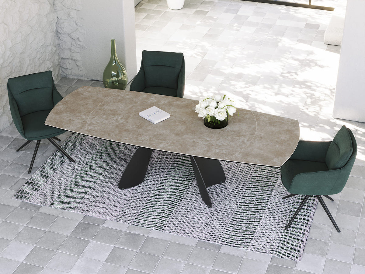 
Ausziehbarer Designer Esstisch „Grande Modena“ aus Keramik, 160-240 x 100 cm - Zementgrau