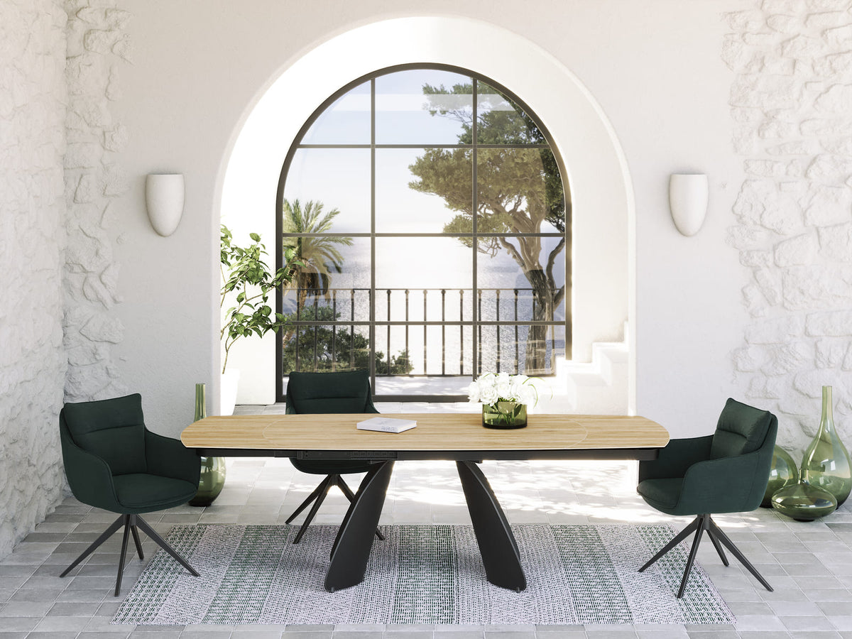
Ausziehbarer Designer Esstisch „Grande Modena“ aus Keramik, 160-240 x 100 cm - Eiche hell