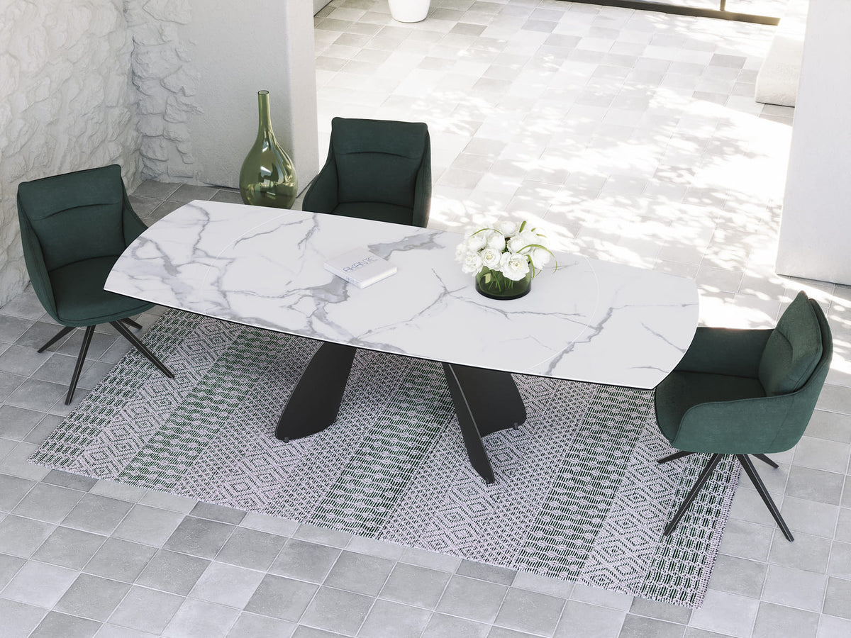 
Ausziehbarer Designer Esstisch „Grande Modena“ aus Keramik, 160-240 x 100 cm - Marmoroptik Weiss