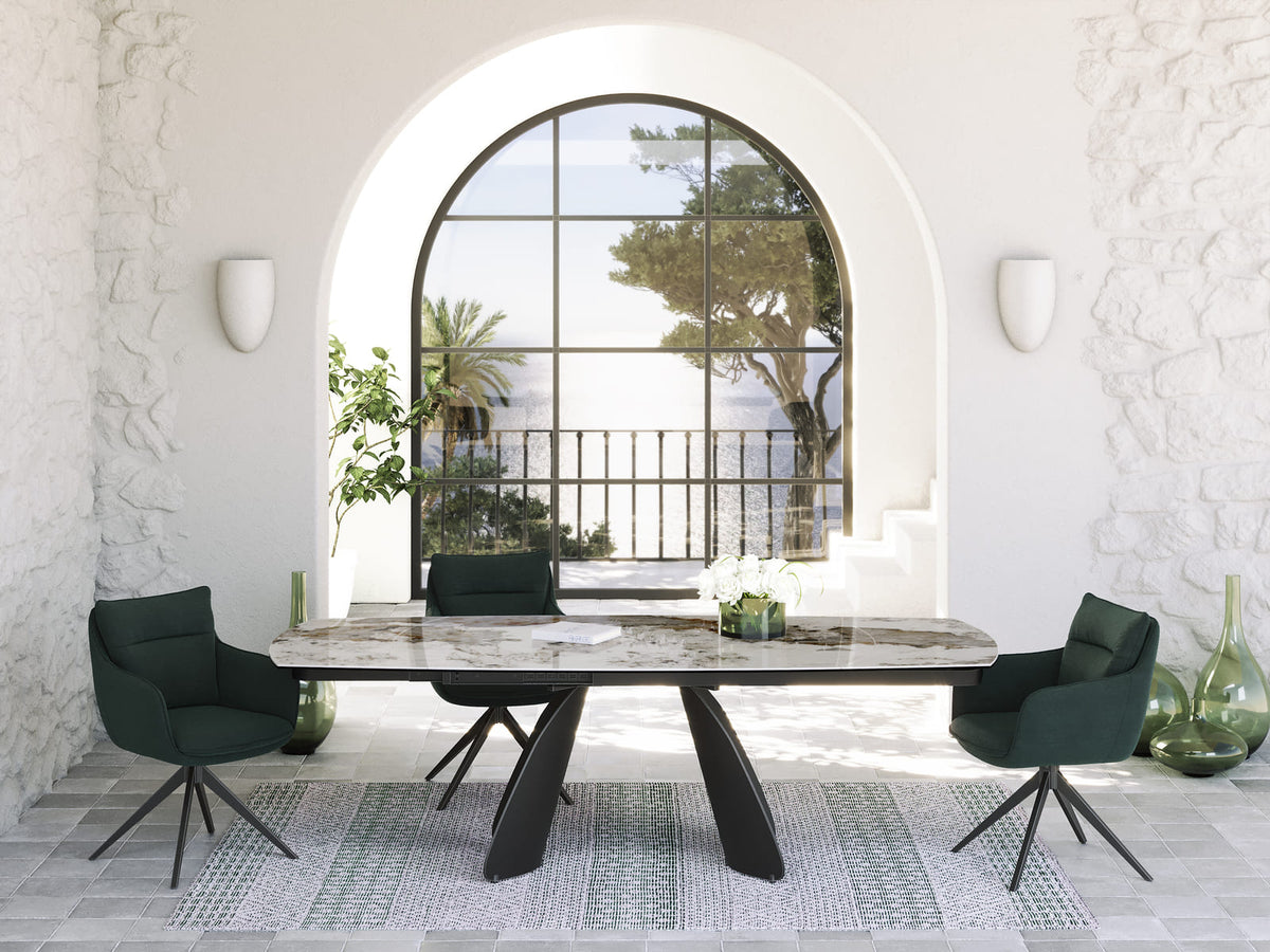 
Ausziehbarer Designer Esstisch „Grande Modena“ aus Keramik, 160-240 x 100 cm - Calcatta glänzend