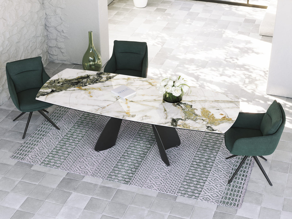 
Ausziehbarer Designer Esstisch „Grande Modena“ aus Keramik, 160-240 x 100 cm - Doro glänzend