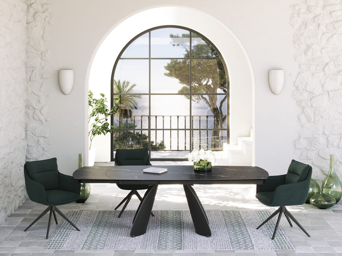 
Ausziehbarer Designer Esstisch „Grande Modena“ aus Keramik, 160-240 x 100 cm - Marquina matt