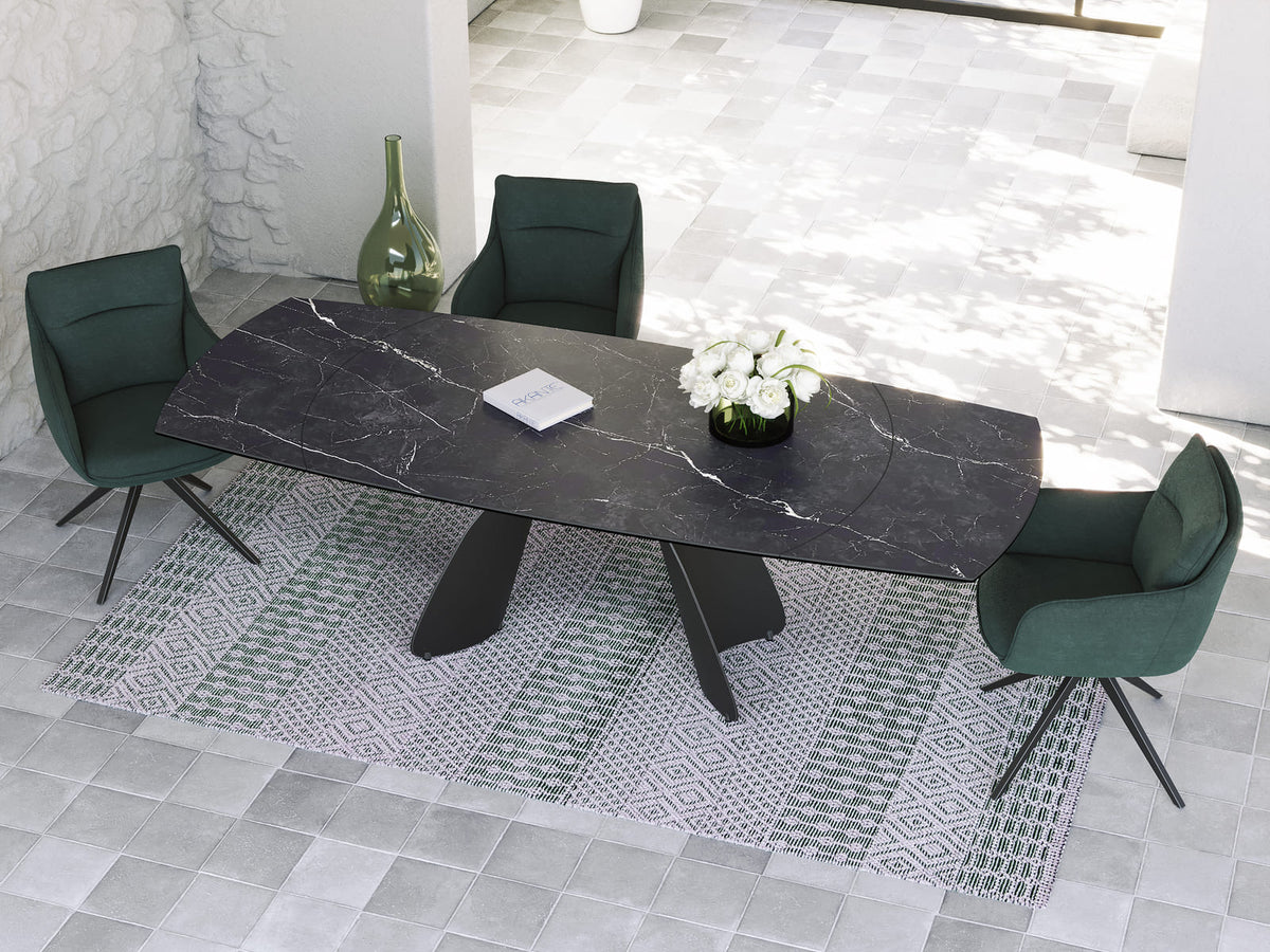 
Extendable Designer Dining Table "Grande Modena" in Ceramic, 160-240 x 100 cm - Marquina matte
