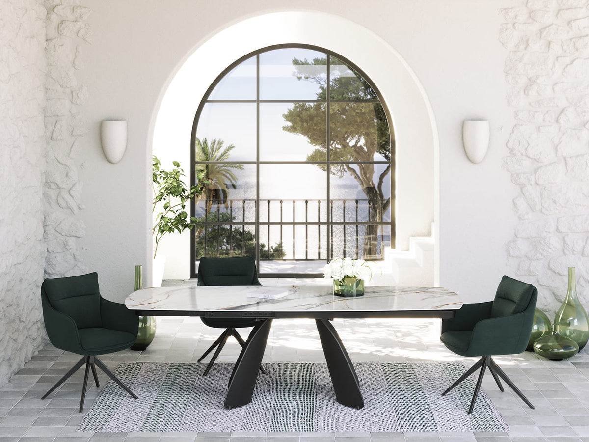 
Ausziehbarer Designer Esstisch „Grande Modena“ aus Keramik, 160-240 x 100 cm - Fiorentino glänzend