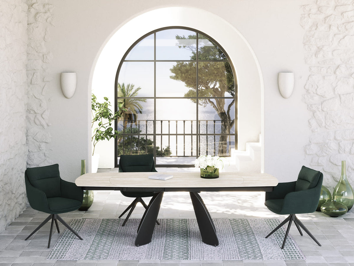 
Ausziehbarer Designer Esstisch „Grande Modena“ aus Keramik, 160-240 x 100 cm - Travertin