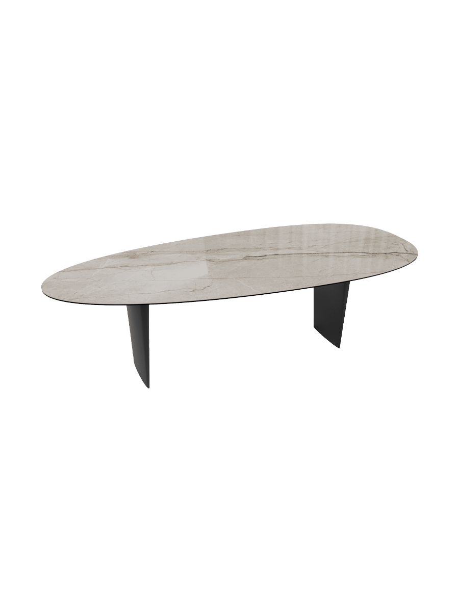 
Table à manger extensible design "Menhir" en céramique, 270 x 120 cm - Marquina mat