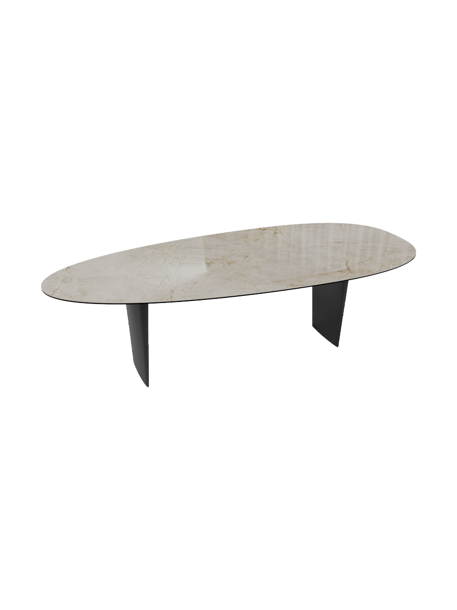 
Table à manger extensible design "Menhir" en céramique, 270 x 120 cm - Marquina mat