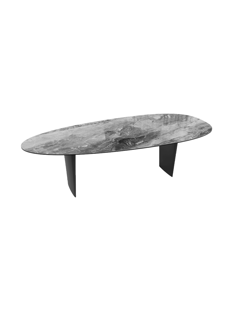 
Table à manger extensible design "Menhir" en céramique, 270 x 120 cm - Marquina mat