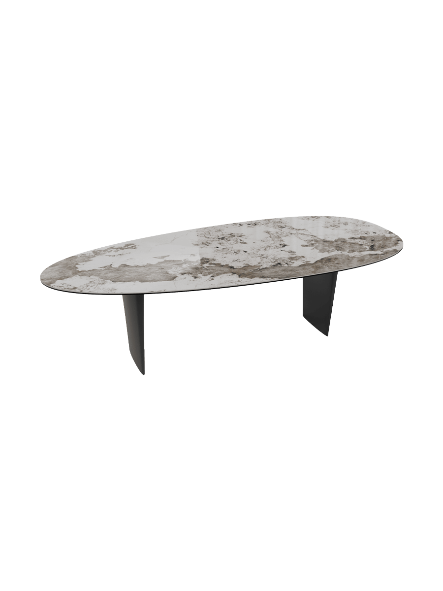 
Table à manger extensible design "Menhir" en céramique, 270 x 120 cm - Marquina mat