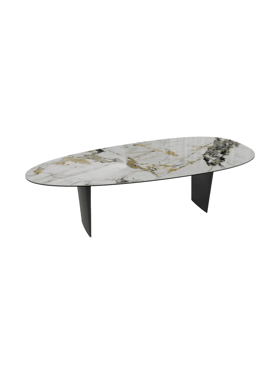 
Table à manger extensible design "Menhir" en céramique, 270 x 120 cm - Marquina mat